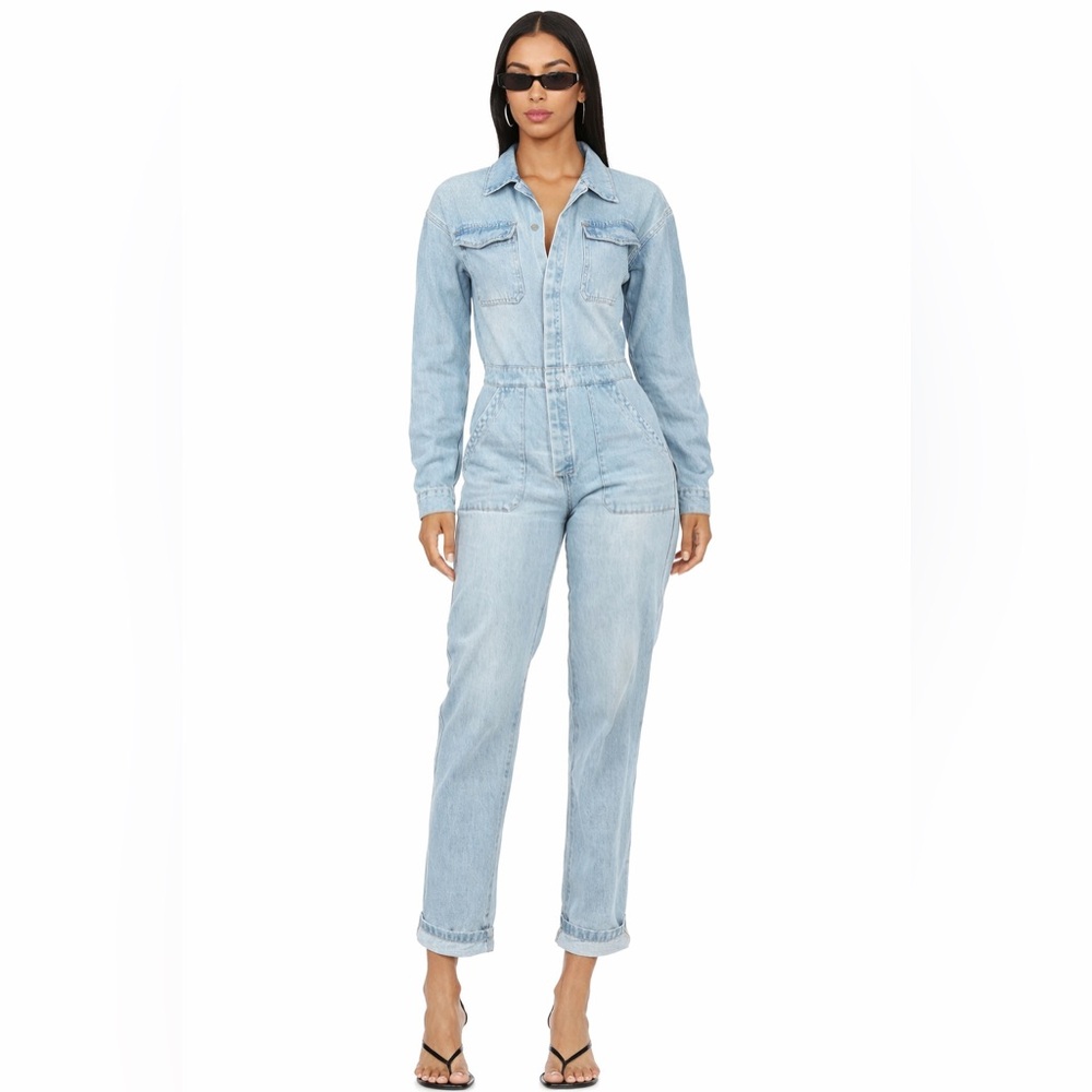 Denim Utility Y2K Jumpsuit Light Wash Minimalist Capsule Wardrobe Casual Chic 📐S